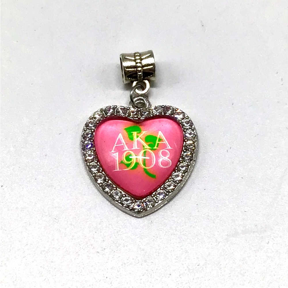 Alpha Kappa Alpha Heart-Shaped Pink Pendant